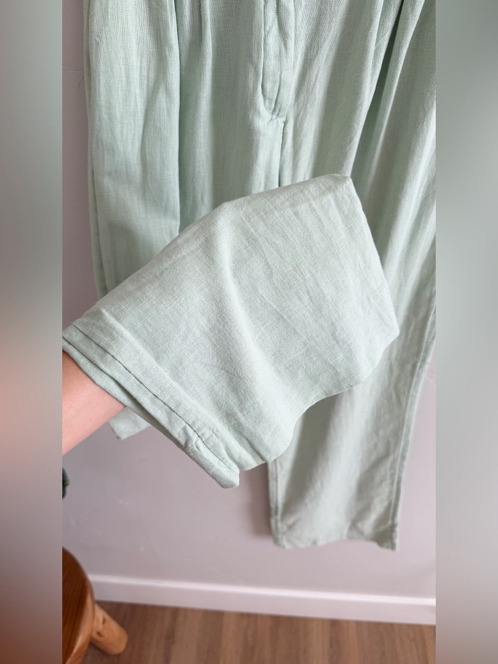 Abercrombie Tailored Wide Leg Trouser Pant in Green - Picture 3 of 7